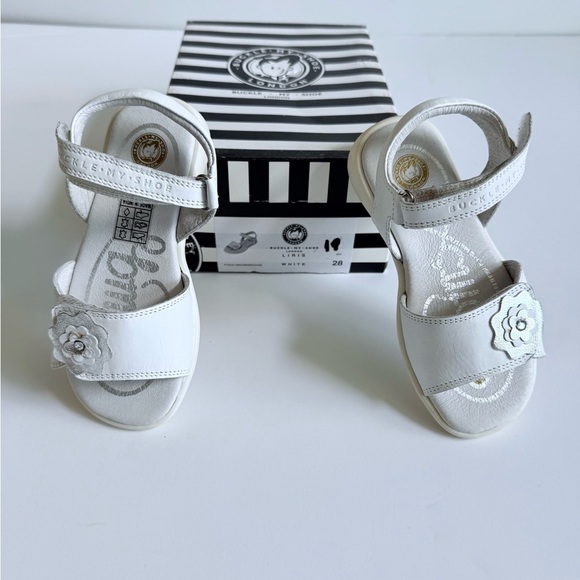 Buckle My Shoe Liris White Floral Embroidered Sandals Silver Leather London New - Picture 11 of 11